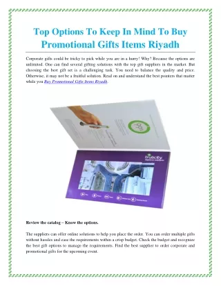 Top Options To Keep In Mind To Buy Promotional Gifts Items Riyadh