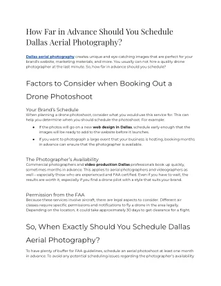 2023 - How Far in Advance Should You Schedule Dallas Aerial Photography