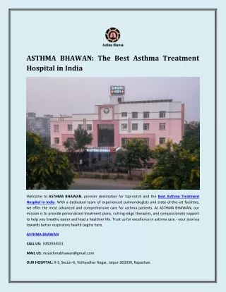 ASTHMA BHAWAN: The Best Asthma Treatment Hospital in India