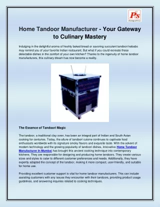 Home Tandoor Manufacturer In Mumbai