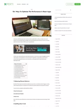 10  Ways To Optimize The Performance In React Apps