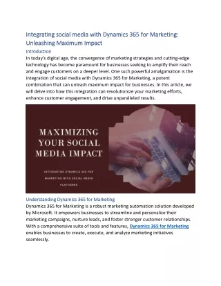 Integrating Social Media with Dynamics 365 for Marketing for Maximum Impact
