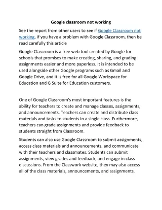 Google classroom not working