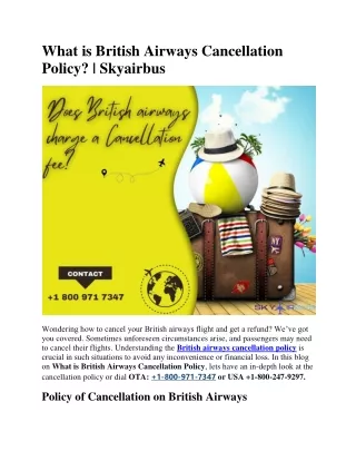 What is British Airways Cancellation Policy