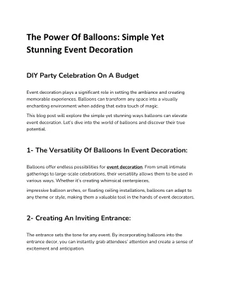 The Power Of Balloons Simple Yet Stunning Event Decoration