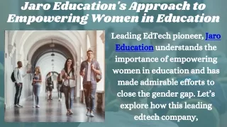 Jaro Education's Approach to Empowering Women in Education