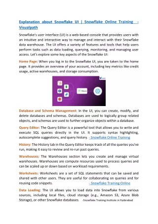 Snowflake Training   |  Snowflake Online Training   |  Visualpath