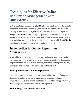 Techniques for Effective Online Reputation Management with QuickMetrix-1