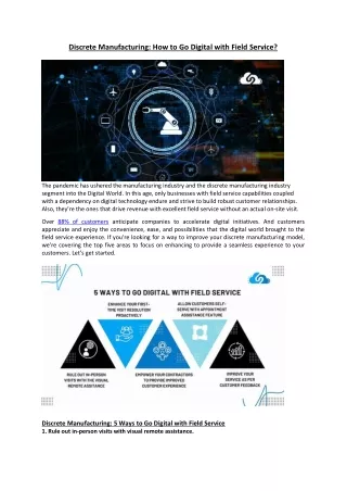 Discrete Manufacturing: How to Go Digital with Field Service?