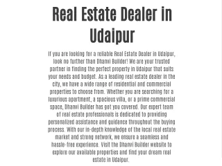 Real Estate Dealer in Udaipur