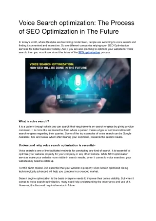 Voice Search optimization_ The Process of SEO Optimization in The Future
