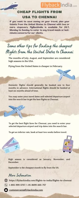 Cheap Flights From USA To Chennai