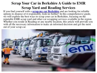 Scrap Your Car in Berkshire A Guide to EMR Scrap Yard and Reading Services