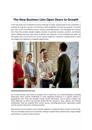 The New Business Lists Open Doors to Growth-InfoGlobalData