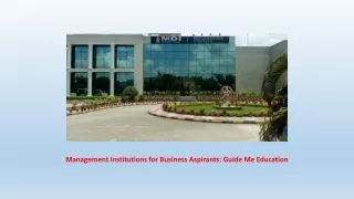 Management Institutions for Business Aspirants: Guide Me Education