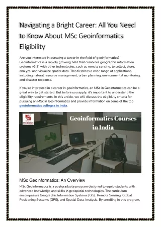 MSc Geoinformatics Eligibility Guide: Paving the Way to a Bright Career
