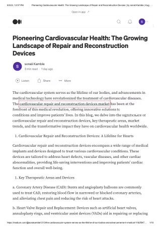 cardiovascular repair and reconstruction devices market