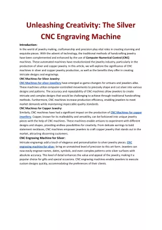 Unleashing Creativity: The Silver CNC Engraving Machine