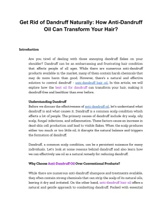 Get Rid of Dandruff Naturally_ How Anti-Dandruff Oil Can Transform Your Hair