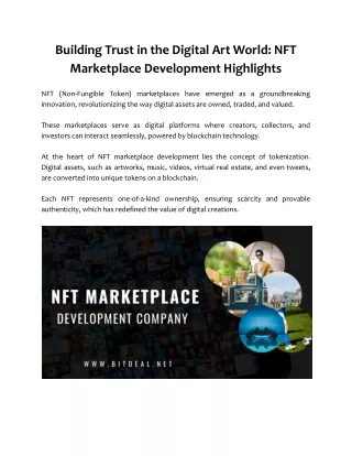 Building Trust in the Digital Art World_ NFT Marketplace Development Highlights