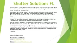 Shutter Solutions FL