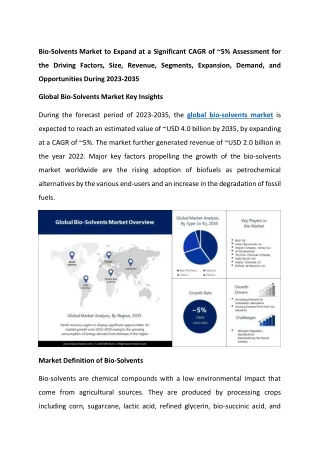 Bio-Solvents Market Growth Trajectory from 2023 to 2035