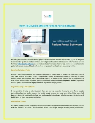 How To Develop Efficient Patient Portal Software