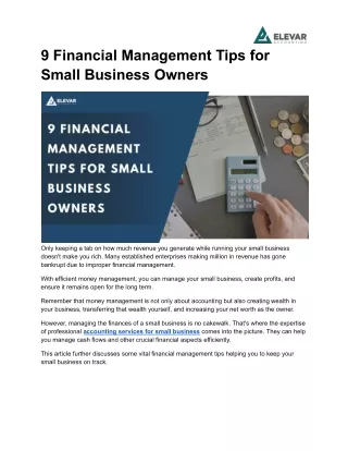 9 Financial Management Tips for Small Business Owners