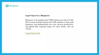 Legal Voip in Uae  Ringstar.io