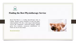 Finding the Best Physiotherapy Service