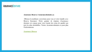 Assurance Beneva  Assurancedentaire.ca