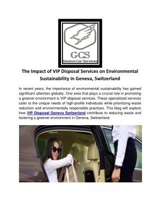 The Impact of VIP Disposal Services on Environmental Sustainability in Geneva, S