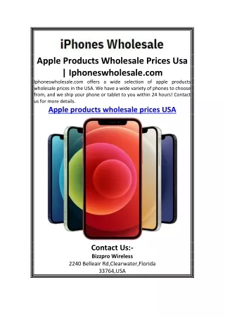 Apple Products Wholesale Prices Usa  Iphoneswholesale