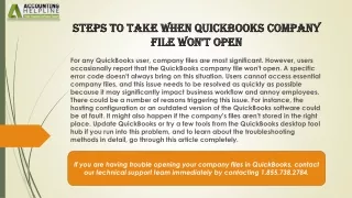 A quick fix guide for QuickBooks Company File Won't Open Issue