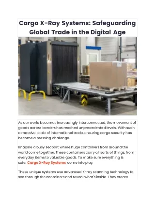 Cargo X Ray Systems Safeguarding Global Trade in the Digital Age