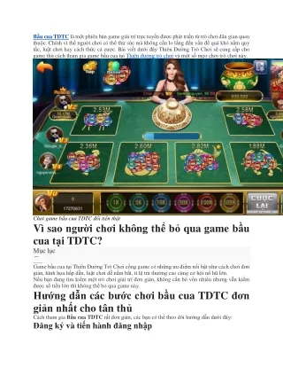 Bau cua TDTC de choi, de trung - Trai nghiem ngay hom nay