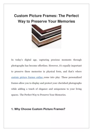 Custom Picture Frames The Perfect Way to Preserve Your Memories