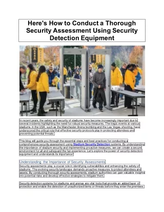 Heres How to Conduct a Thorough Security Assessment Using Security Detection Equipment