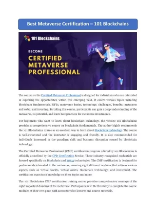 Certified Metaverse Professional