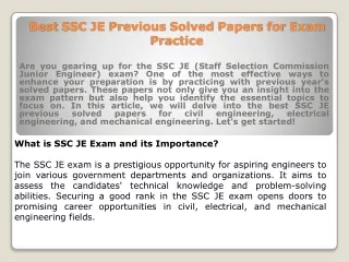 Best SSC JE Previous Solved Papers for Exam Practice