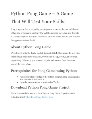 Python Pong Game – A Game That Will Test Your Skills
