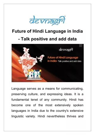 Future of Hindi Language in India- Talk positive and add data