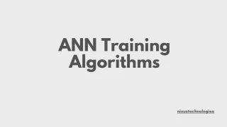 ANN Training Algorithms