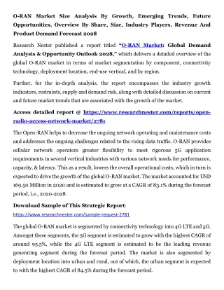 O-RAN Market Overview By Share, Size, Industry Players 2028