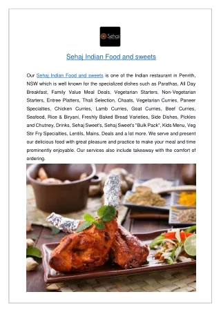 Sehaj Indian Food and sweets - PDF