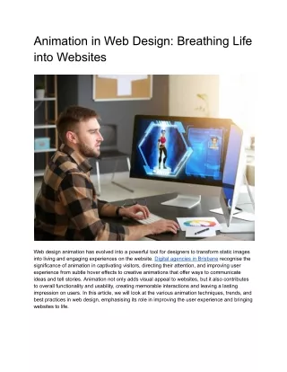 Animation in Web Design: Breathing Life into Websites