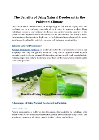 The Benefits of Using Natural Deodorant in the Pakistani Climate