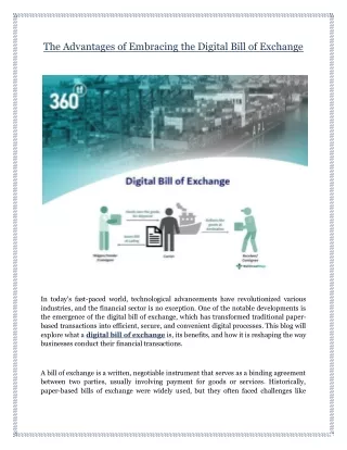 The Advantages of Embracing the Digital Bill of Exchange