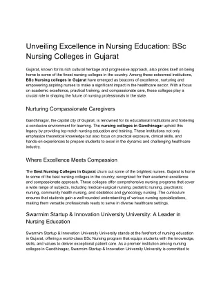 Unveiling Excellence in Nursing Education_ BSc Nursing Colleges in Gujarat