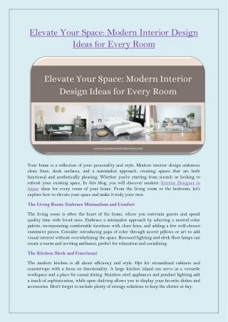 Elevate Your Space: Modern Interior Design Ideas for Every Room